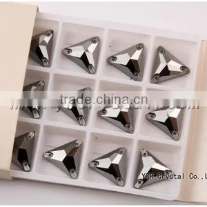 YR3270 Triangle Sew on Stone Flatback Glass Crystal Jet Hematite thumbnail-1