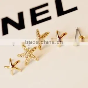 New 2017 Latest Fashion Earring ,Gold Starfish Stud Earrings For Women thumbnail-2