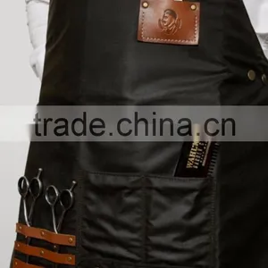 Hand Crafted Custom Logo Black Barber Waxed Canvas Apron for Mens thumbnail-5