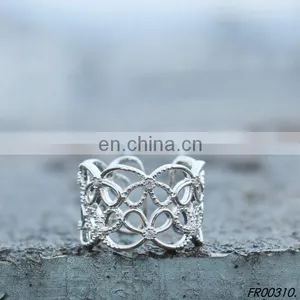 Up and Down Cross Bowknot Sterling Silver Rings thumbnail-1