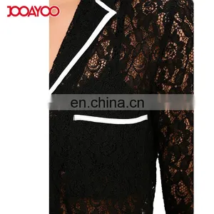 2017 New Sexy See Through Hollow Out Black Sheer Women Lace Tops Images of Ladies Casual Tops thumbnail-5