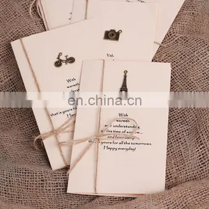 New Arrive Handmade Paper Greeting Cards Designs Metal Charm Creative Greeting Card thumbnail-1