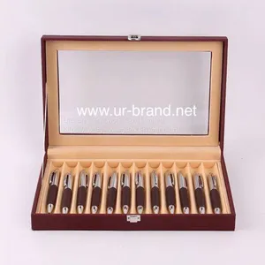 High Quality 12 Slots Leather Pen Box Fountain PenDisplay Box Wholesale,wooden Pen Box With Custom Logo thumbnail-3