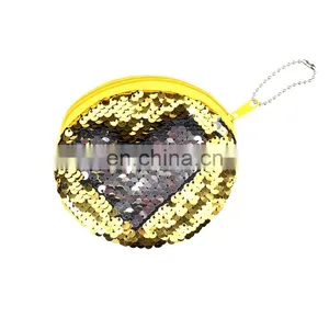 Cheap Reversable Kids Purse Baby Girl Sequin Kids Change Purse With Zipper Baby Girl Wallet Heart Shape Purse Frame thumbnail-6