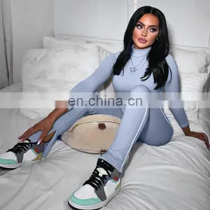 Women Fitness Yoga Jumpsuit Ladies Bodycon Long Yoga Jumpsuit Women Fitness Wear With Zipper Sportswear Jumpsuit thumbnail-5