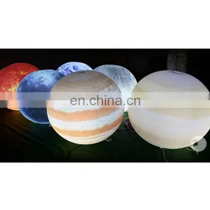Decorative Hanging Balloon Earth Moon Saturn Sphere Hanging Inflatable Planet Ball With LED Light thumbnail-2