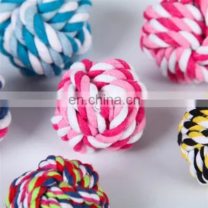 Rainbow Color 6 to 10 cm Diameter Pet Training Rope Ball Dog Toy thumbnail-2