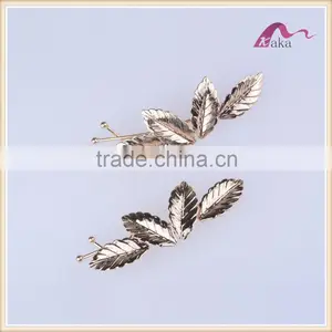 Fancy Women Metal Gold Plate Leaves Hair Pins for Women High Fashion thumbnail-3