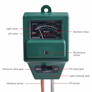 Soil Meter 3 in 1 Moisture and PH Soil Sensor PH and Sunlight Meter Plant Flowers Gardening Monitor thumbnail-3
