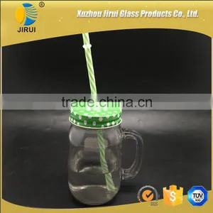 15oz Clear Glass Mason Jar With Lid and Straw thumbnail-2