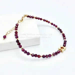 3.5mm Garnet Bracelet Natural Stone thumbnail-2