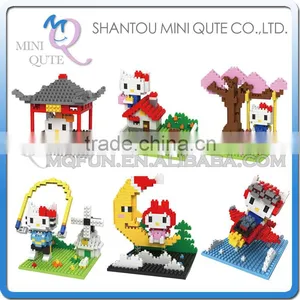 Mini Qute BOB 6 Styles Kawaii 3D Hello Kitty Moon Plastic Kids Figures Diamond Building Blocks Brick Model Educational Toy thumbnail-1