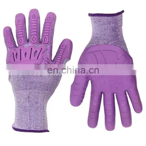 Factory Custom TPE TPR Purple Rubber Anti Impact Cut Resistant Protective Mechanic Work Safety Gloves thumbnail-1
