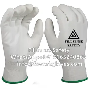 13Gauge Polyester Liner Polyurethane / PU Coated Work Gloves (Black-Black) EN388 3131X thumbnail-5