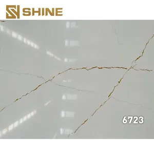 Latest Marble Artificial Quartz Stone Calacatta White Quartz Slab Widely Used thumbnail-3