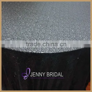 SQN#6 Universal Charcoal Black Sequin Fabric Round Table Cloth thumbnail-1