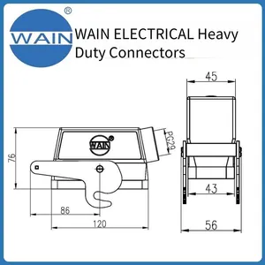 Wain Heavy-duty Connector H24b-seh-1l/c-pg29, Rectangular Connector With Metal 24b Housing, Aviation Plug thumbnail-3