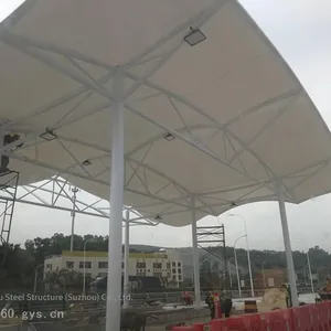 Newly Built Membrane - Structure Basketball Court Roof Supported by Pipe Trusses, Design of Membrane - Structure Badminton Hall Supported by Grid and Construction Budget thumbnail-1