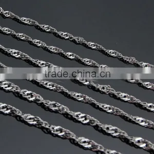 Silver Stainless Steel Spiral Helix Twisted Curb Wave Chain Necklace thumbnail-1