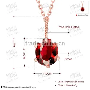 New Design Women Necklace 2016,rose Gold Chain Necklace Red Zircon thumbnail-4