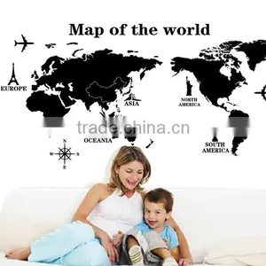 ALFOREVER Black Pvc Removable Wallmap Wall Sticker,wallmap Wall Decals thumbnail-1