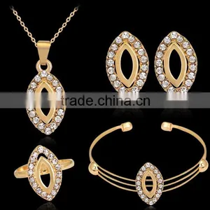 Royal Noble Geometric Oval Hollow Crystal Gems Drop Pendant Decoration Necklace Elegant Jewelry Set For Braid Wedding Accessory thumbnail-3