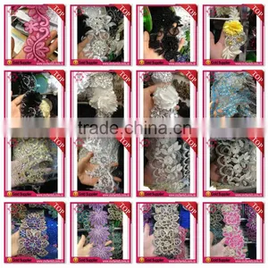 Hot Sale Bule Sequined Lace Guipure Jewelled Designer Sarees Fabric Images Saree Wholesalers in Surat Quality Choice thumbnail-5