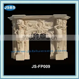 Marble Interior Fireplace Surround With Male Carving thumbnail-1