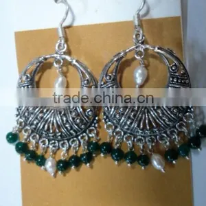 Aventurine and Pearl Gemstone Earrings thumbnail-1