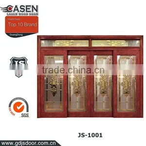 Interior Gold Plated Large Art Glass French Multi Wood Sliding Doors thumbnail-1
