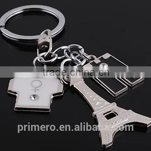Wholesale Alloy String Clothes & Pants Pattern Eiffel Tower T-shirt Keychain thumbnail-5