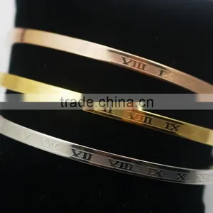 Fashion 3Colors Rose Gold Roman Numeral Stainless Steel Bracelet thumbnail-1