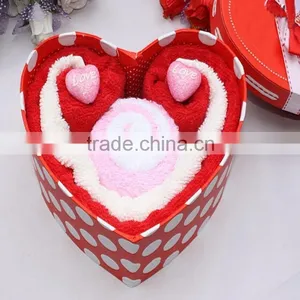 Cotton Sexy Heart Shaped Towel Cake Wedding Gift Towel Set thumbnail-2