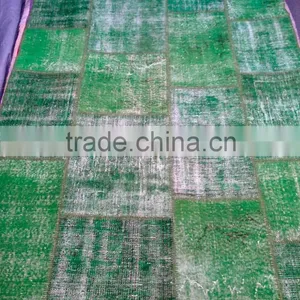 Patchwork Carpets - Green Carpets - Vintage Rugs - Turkish Rugs thumbnail-1