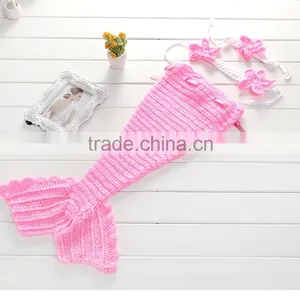 Knitting Cotton Wool Mermaid Outfit For Newborn Baby,Starfish Mermaid Photo Costume Set thumbnail-2