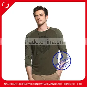 2015 Custom Long Raglan Sleeve Mens T-shirt Wholesale China thumbnail-1