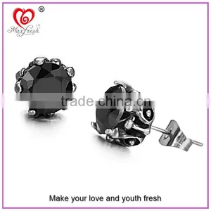 Wholesale Jewelry Hotsale Simple Unisex Round Cut Basket Rhinestone Zircon CZ Faceted Ear Stud Stainless Steel Earring thumbnail-2