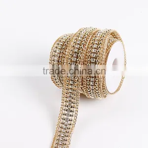 Gold Color Rhinestone and Alloy Cup Chain With Hot Fix Tape thumbnail-1
