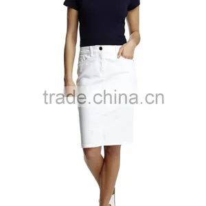 2015 Latest Women Fashion White Demin Skirt thumbnail-2