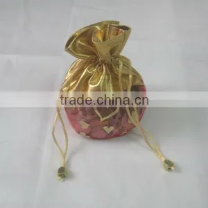 HOT SALE ! Red / Gold Organza Ribbon Wine Bottle Gift Bag thumbnail-1