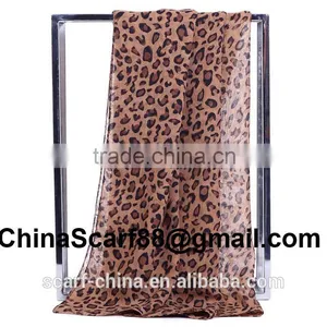 Chiffon Leopard Scarf Wholesale thumbnail-3