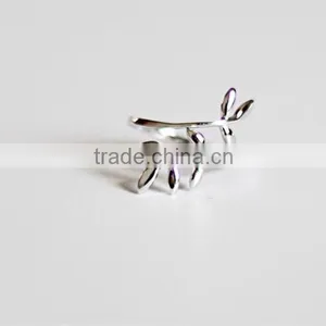 925 Sterling Silver Ring Edition Fresh Electroplating Gold Leaves Open Ring Wholesale thumbnail-3