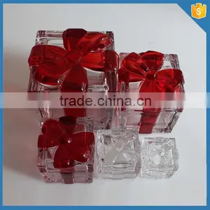 Beautiful Crystal Container Square Bowknot Tap Glass Candy Jar thumbnail-4