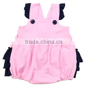 Wholesale 2016 Popular Children Infant Toddlers Clothing Lavender White Polka Dots Baby Knit Cotton Ruffle Bubble Romper thumbnail-2