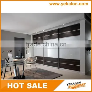 MDF UV Lacquer and Tempered Painted Glass Inserted Sliding Door Wardrobe thumbnail-1