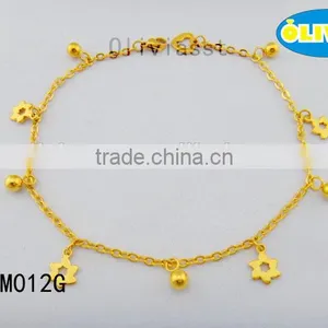 Olivia Jewelry High Quality 316L Stainless Steel Fashion Gold Charm Anklet With Flowers thumbnail-1