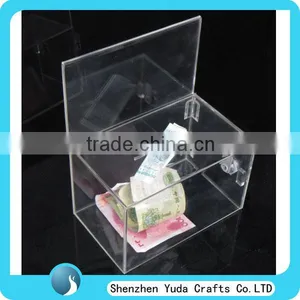 Cheap Transparent Acrylic Donation Money Box With Lock Key High Quality From China Supplier thumbnail-1