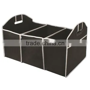 Collapsible Three-Compartment Large Back Car Trunk Organizer, Fruit Drink Collapsible Handles Car Trunk Organizer thumbnail-3