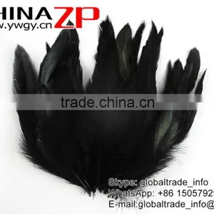 Leading Supplier CHINAZP Factory High Quality Black Chicken Dyed Rooster Schlappen Feathers thumbnail-2