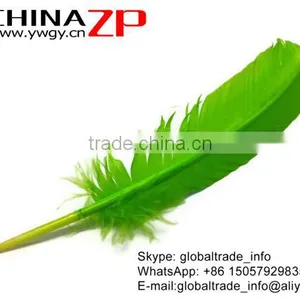 CHINAZP Wholesale Cheapest Bulk Dyed Lime Green Solid Color Turkey Feather for Fashion Decoration thumbnail-4